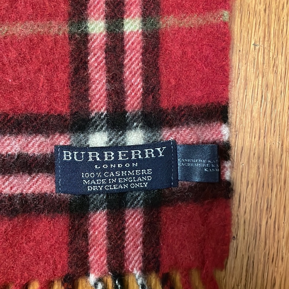 Vintage Burberry Classic Check Cashmere Scarf. Red. EUC - Picture 2 of 4